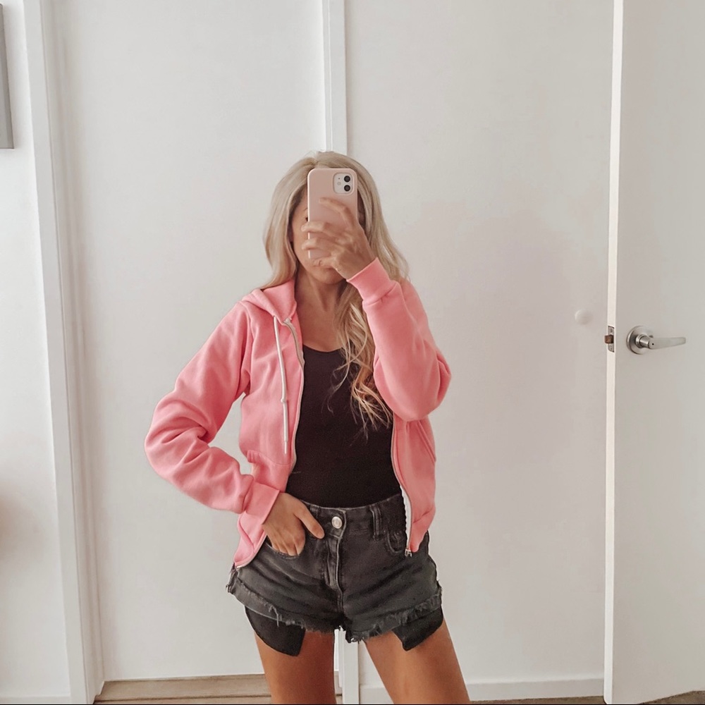 Neon Pink Zip Up Hoodie